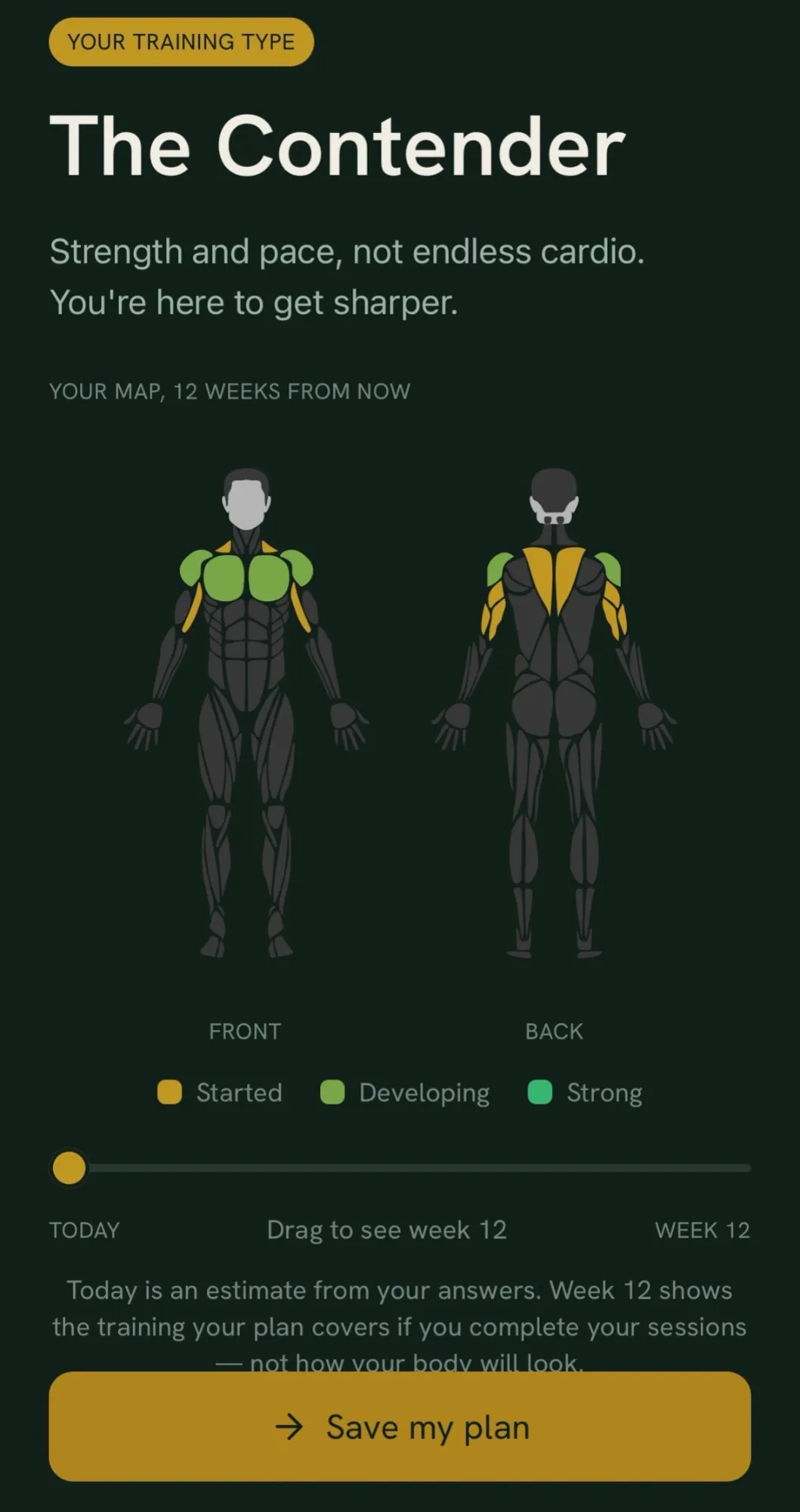 The Training Type reveal: The Contender, with the 12-week muscle map